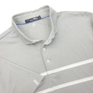 Ralph Lauren RLX‎ Men's Gray Polo Shirt XL Striped Golf Activewear Performance